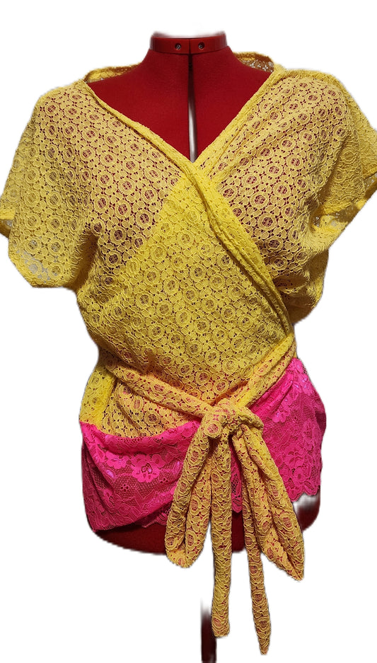 Pink lace wrap up